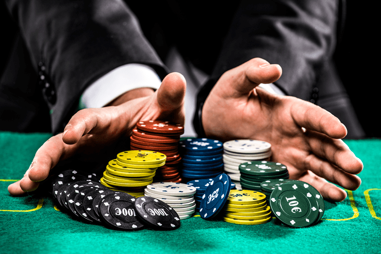 Man gambling with chips using Martingale